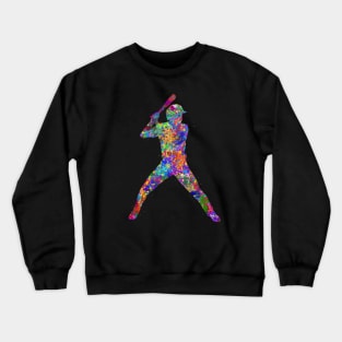 Baseball batting watercolor art Crewneck Sweatshirt